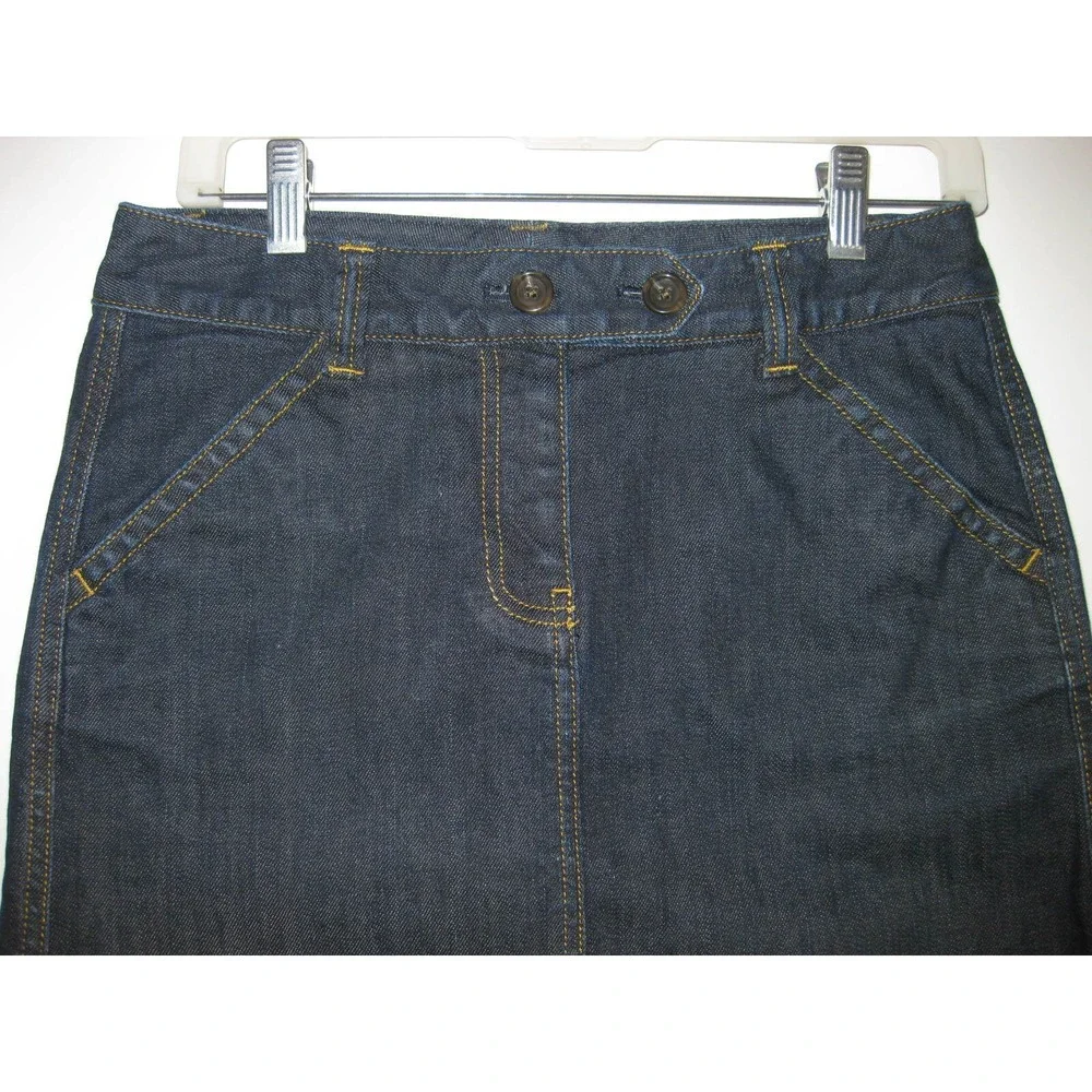 SKIRT ANN TAYLOR SZ‎ 2 Denim Jean Raw Hem WOMEN'S DARK WASH STRAIGHT PENCIL